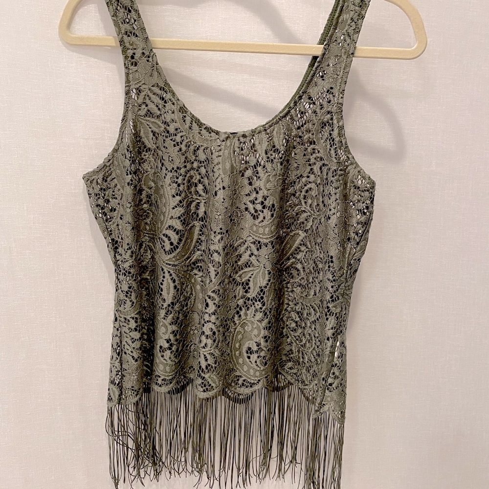 Shear boho lace embroidered shirt with fringe